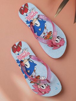 Kidsville - Girls Pink Official Sonic and Amy Rose Printed Flipfops