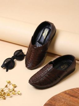 Tiny Bugs - Boys Brown Ethnic Wear Mojaris