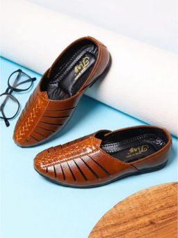 Tiny Bugs - Boys Tan Ethnic Wear Mojaris