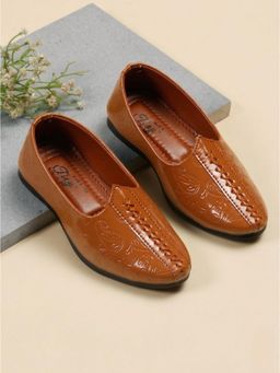 Tiny Bugs - Boys Tan Ethnic Wear Mojaris