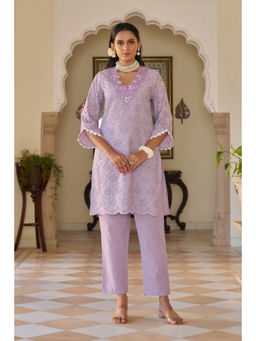 Autumnlane - Anumeha Lily Schiffli Cotton Kurta with Pant (Set of 2)
