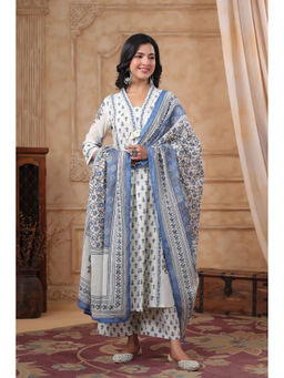 Autumnlane - Hiya Sapphire Premium Cotton Kurta with Pant & Dupatta (Set of 3)