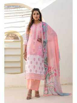 Autumnlane - Lakshita Salmon Printed Cotton Kurta with Pant & Dupatta (Set of 3)