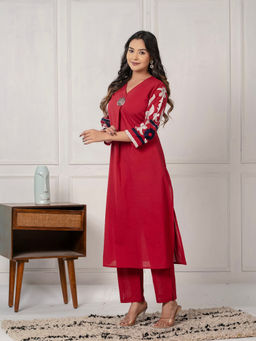 Autumnlane - Mika Cardinal Embroidery Kurta with Pant (Set of 2)