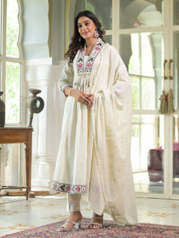 Autumnlane - Rajhans Pearl Anarkali Premium Cotton Anarkali Kurta with Pant & Dupatta (Set of 3)