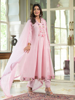 Autumnlane - Rajhans Rose Pure Cotton Premium Anarkali Kurta with Pant & Dupatta (Set of 3)