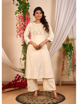 Autumnlane - Rajhans Vanilla Cotton Kurta with Pant (Set of 2)