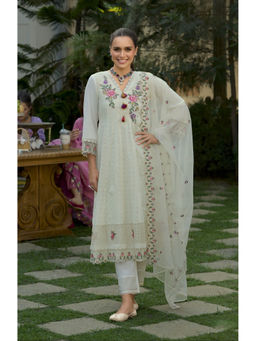 Autumnlane - Raman Misri Schiffli Embroidery Lawn Full Work Kurta with Pant & Dupatta (Set of 3)