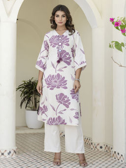 Autumnlane - Samiha Orchid Cotton Kurta with Pant (Set of 2)
