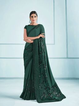 Odette - Green Lycra Saree with Unstitched Blouse