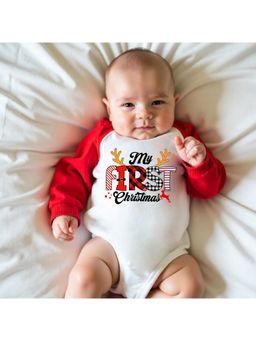 KNITROOT - Cotton Knit Christmas Theme Full Raglan Sleeves Printed Multi-Color Onesie
