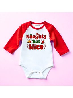 KNITROOT - Cotton Knit Christmas Theme Full Raglan Sleeves Printed Multi-Color Onesie