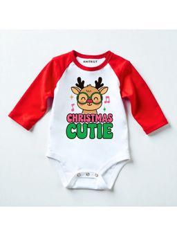 KNITROOT - Cotton Knit Christmas Theme Full Raglan Sleeves Printed Multi-Color Onesie