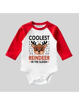 KNITROOT - Cotton Knit Christmas Theme Full Raglan Sleeves Printed Multi-Color Onesie