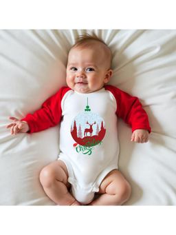 KNITROOT - Cotton Knit Christmas Theme Full Raglan Sleeves Printed Multi-Color Onesie