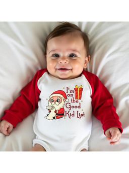 KNITROOT - Cotton Knit Christmas Theme Full Raglan Sleeves Printed Multi-Color Onesie