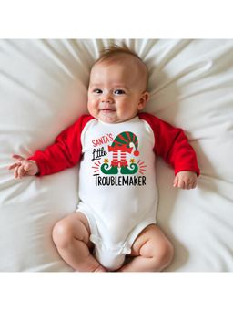 KNITROOT - Cotton Knit Christmas Theme Full Raglan Sleeves Printed Multi-Color Onesie