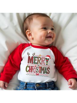 KNITROOT - Knit Christmas Theme Full Raglan Sleeves Printed Multi-Color T-Shirt