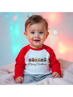 KNITROOT - Knit Christmas Theme Full Raglan Sleeves Printed Multi-Color T-Shirt