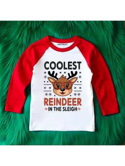 KNITROOT - Knit Christmas Theme Full Raglan Sleeves Printed Multi-Color T-Shirt