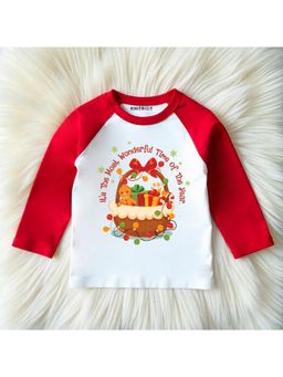KNITROOT - Knit Christmas Theme Full Raglan Sleeves Printed Multi-Color T-Shirt
