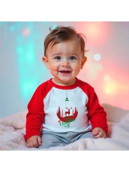 KNITROOT - Knit Christmas Theme Full Raglan Sleeves Printed Multi-Color T-Shirt