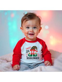 KNITROOT - Knit Christmas Theme Full Raglan Sleeves Printed Multi-Color T-Shirt
