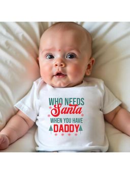 KNITROOT - Knit Christmas Theme Half Sleeves Printed White T-Shirt