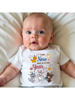 KNITROOT - Knit Christmas Theme Half Sleeves Printed White T-Shirt