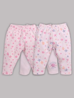 BABY GO - Girls Pink Cotton Printed Pyjama (Pack of 3)