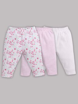 BABY GO - Girls Multi-Color Cotton Floral Pyjama (Pack of 3)