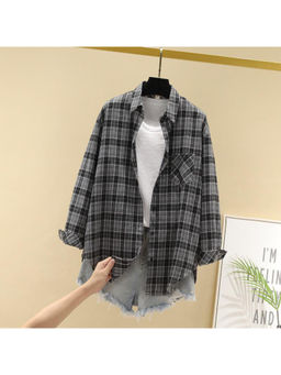 MISS MOSA BY AKANKSHA - Adrian Plaid Streetstyle Shirt In Grey