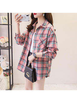 MISS MOSA BY AKANKSHA - Adrian Plaid Streetstyle Shirt In Pink