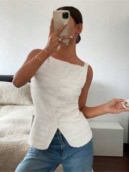 MISS MOSA BY AKANKSHA - Ketta Statement Summer Top In White