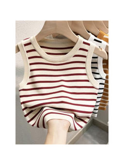 MISS MOSA BY AKANKSHA - Ocean Striped Knit Summer Top In Beige