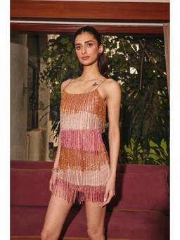Old Marigold - Miami Multicolor Fringe Embellished Mini Dress
