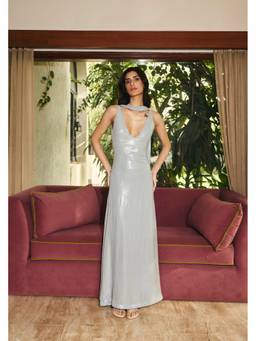 Old Marigold - Santorini Blue Shimmer Maxi Dress