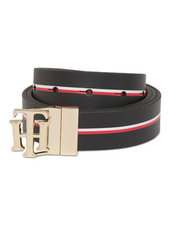 Tommy Hilfiger - Black Leather Stripes Reversible Belt
