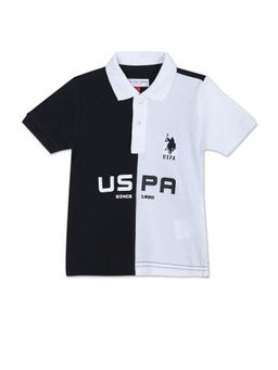 U.S. POLO ASSN. - White & Black Colourblock Polo Shirt