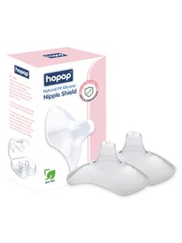 Hopop - Natural Fit Silicone Nipple Shield for Breastfeeding with Storage Case - Pack of 2