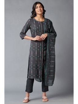 W - Women Yellow Festive Geometric Print Rayon Kurta With Parallel Pant