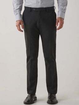 Reid & Taylor - Men Charcoal Solid Formal Trousers