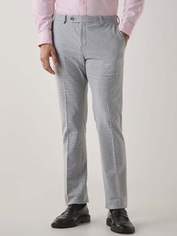 Reid & Taylor - Men Grey Solid Formal Trousers