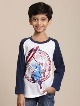 Kidsville - Captain America Printed White T-Shirt
