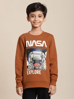 Kidsville - Nasa Printed Brown Sweatshirt