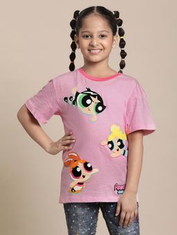 Kidsville - Power Puff Girls Printed Pink T-Shirt