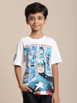 Kidsville - Avengers Printed White T-Shirt