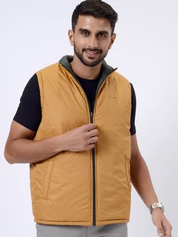 JadeBlue - Grass Reversable Mustard Polyester Solid Winter Jacket