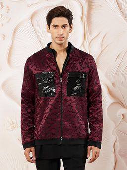 Vastramay - Mens Silk Blend Embroidered Stylish Jacket