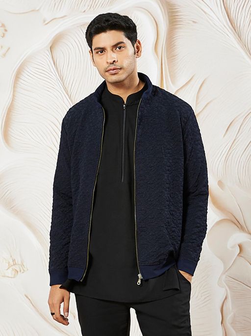 Vastramay Mens Silk Blend Textured Stylish Jacket